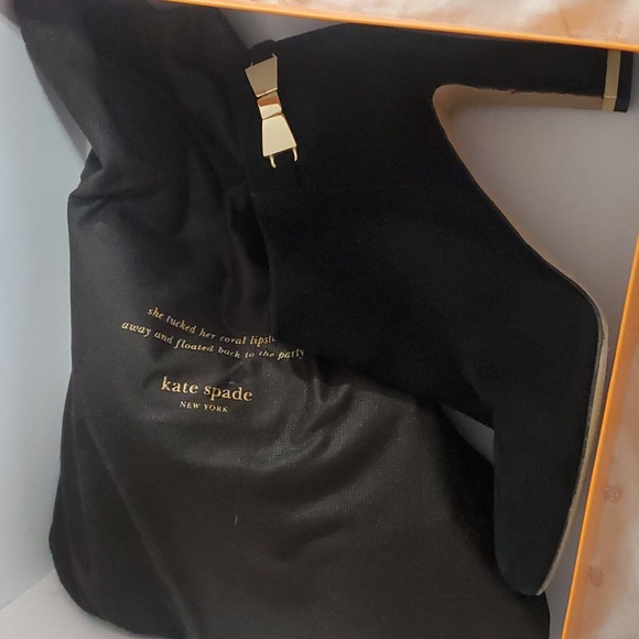 Kate Spade Suede Aldaz High Heal Boots Black size 7 1/2 B Italy Made - Picture 4 of 7